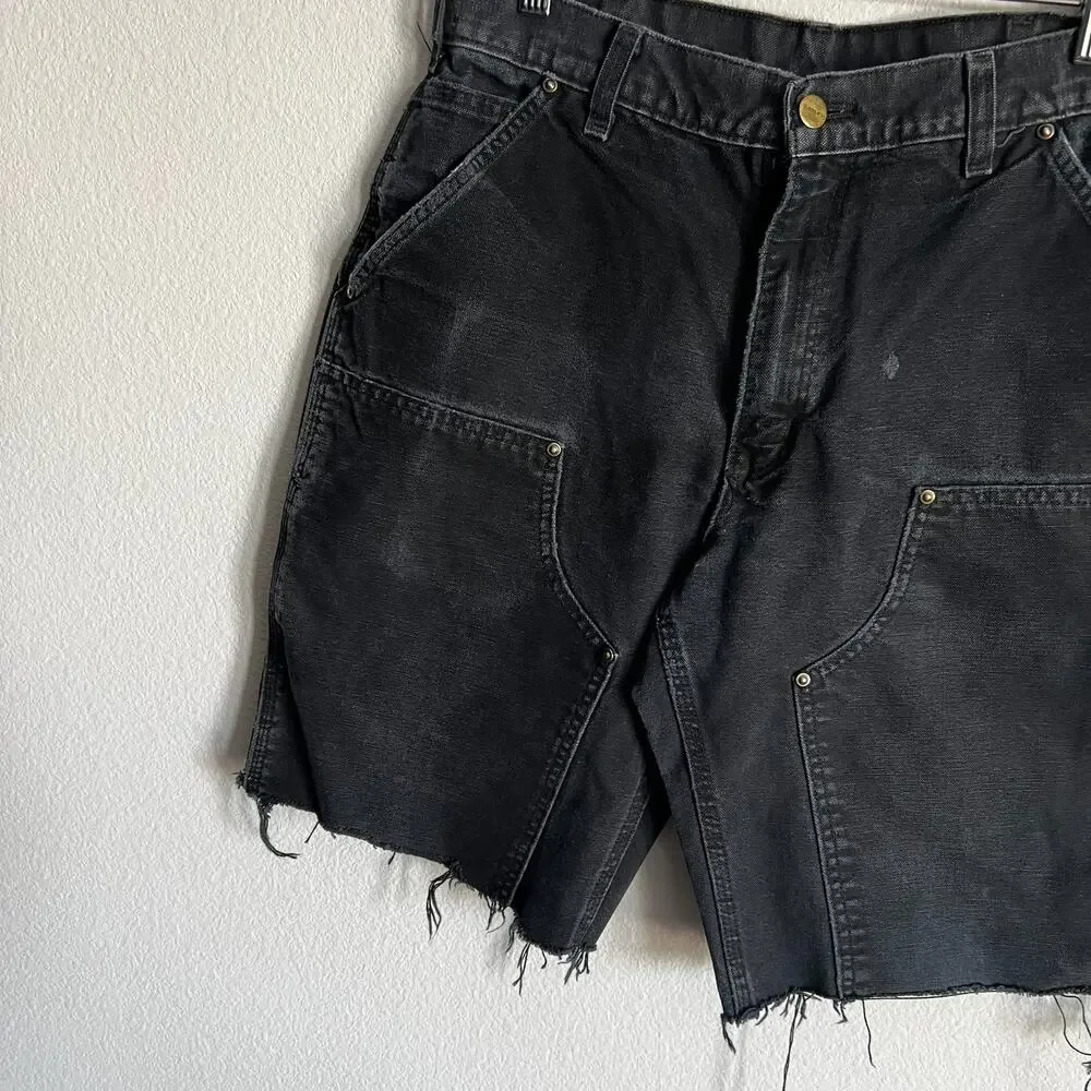 Carhartt faded black double knee work wear carpenter shorts